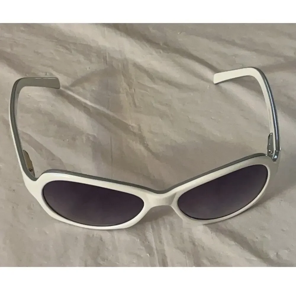 Kenneth Cole New York KCC36 White Oval Sunglasses Gray Lenses Women's 57-20-130
